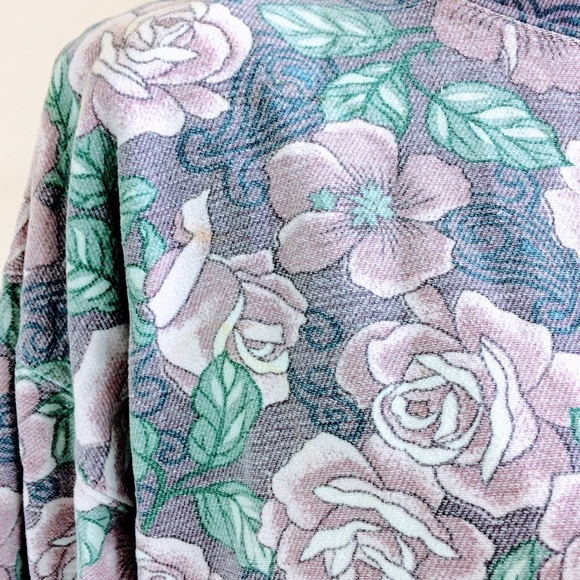 Vintage 90’s Floral Rose Crew Neck Sweatshirt M/L - Picture 4 of 6